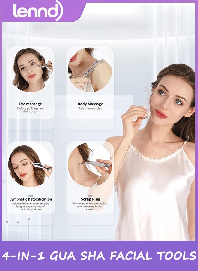 LENND 2-in-1 Gua Sha Facial Tools, Lymphatic Drainage Massager Facial Roller for Wrinkles and Lifting, Stainless Steel Gua Sha Tool for Face. - Image 5