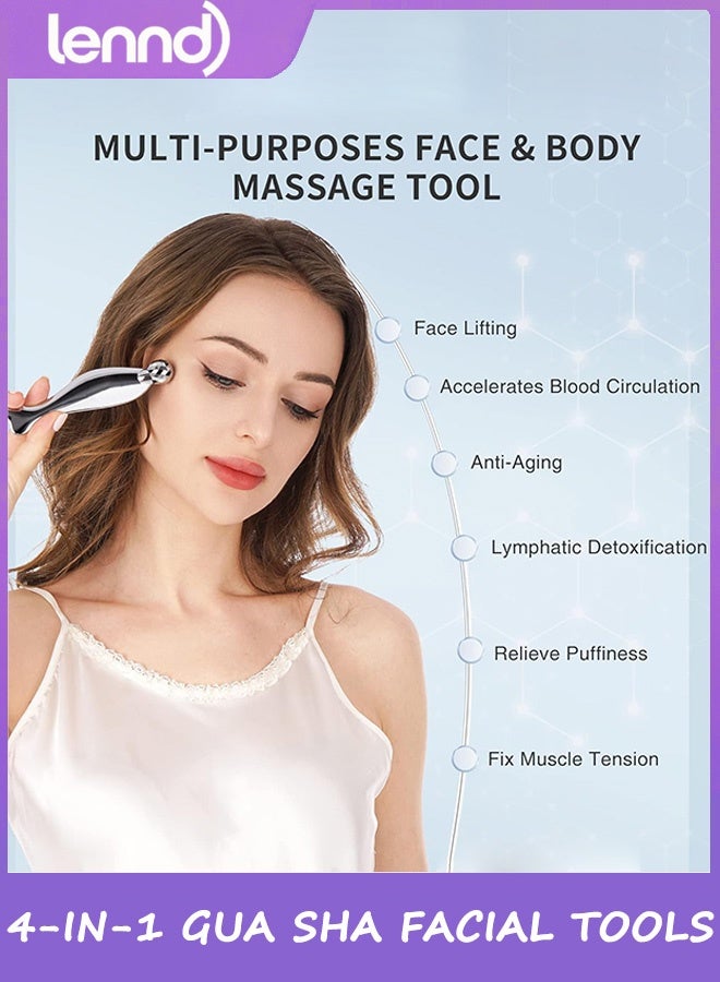 LENND 2-in-1 Gua Sha Facial Tools, Lymphatic Drainage Massager Facial Roller for Wrinkles and Lifting, Stainless Steel Gua Sha Tool for Face. - Image 4