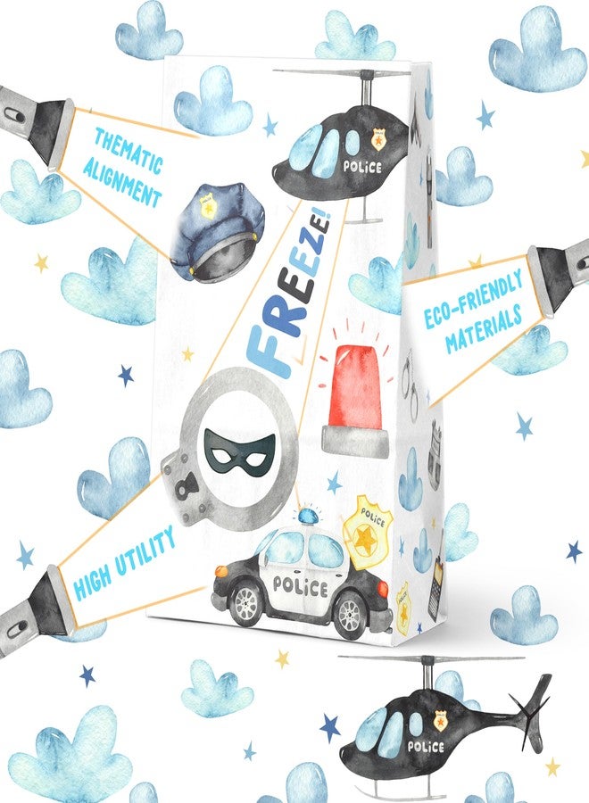 Celee 24-Pack Police Party Goodie Bags with Stickers - Ideal for Kids' Birthdays, Baby Showers, and Police Themed Parties - Image 2