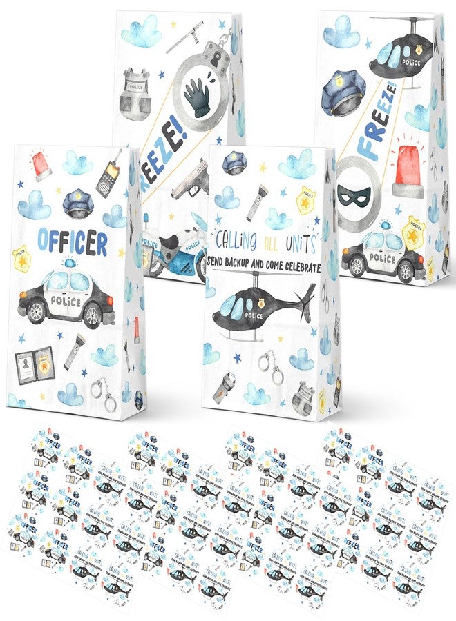 Celee 24-Pack Police Party Goodie Bags with Stickers - Ideal for Kids' Birthdays, Baby Showers, and Police Themed Parties - Image 1