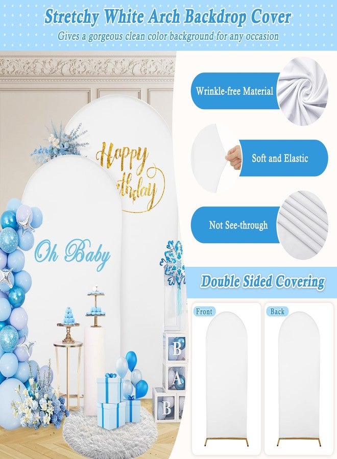 Dexpinzo 7.2FT and 6FT Arch Backdrop Cover Set, White Spandex Arch Cover Stretchy Backdrop Stand Cover with Balloon Tying Tools for Wedding Ceremony Baby Shower Birthday Party Arch Decorations - Image 5