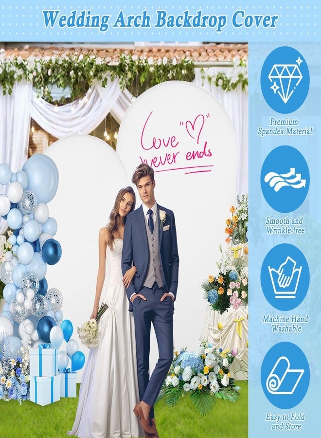 Dexpinzo 7.2FT and 6FT Arch Backdrop Cover Set, White Spandex Arch Cover Stretchy Backdrop Stand Cover with Balloon Tying Tools for Wedding Ceremony Baby Shower Birthday Party Arch Decorations - Image 2