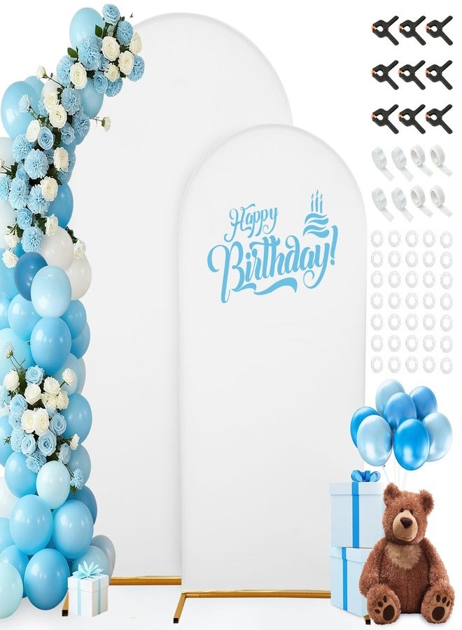 Dexpinzo 7.2FT and 6FT Arch Backdrop Cover Set, White Spandex Arch Cover Stretchy Backdrop Stand Cover with Balloon Tying Tools for Wedding Ceremony Baby Shower Birthday Party Arch Decorations - Image 1