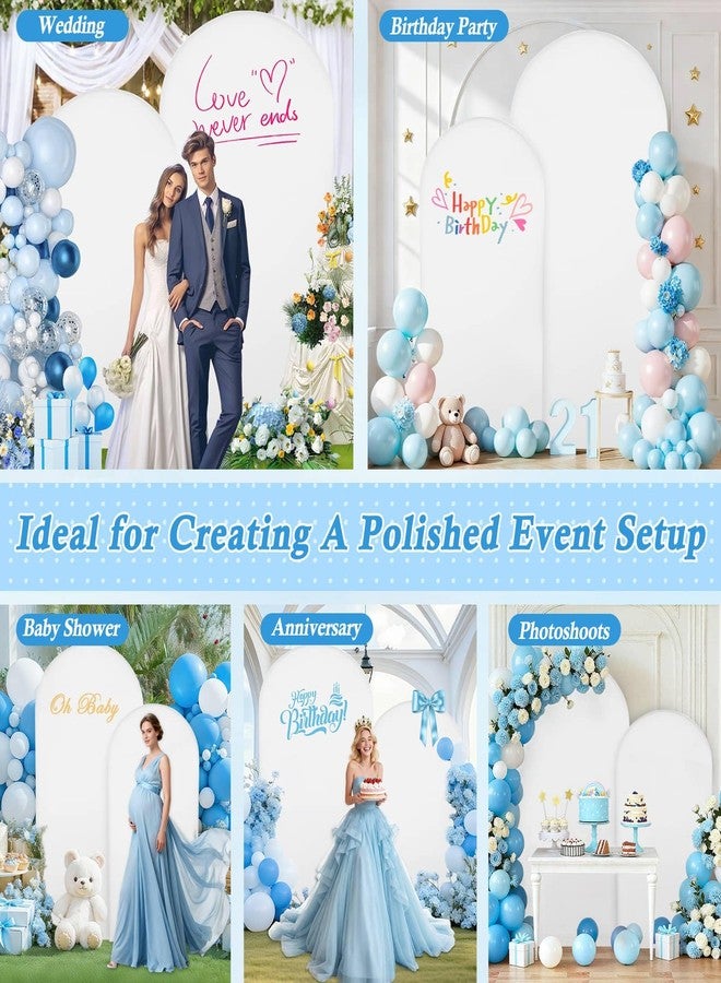 Dexpinzo 7.2FT and 6FT Arch Backdrop Cover Set, White Spandex Arch Cover Stretchy Backdrop Stand Cover with Balloon Tying Tools for Wedding Ceremony Baby Shower Birthday Party Arch Decorations - Image 4