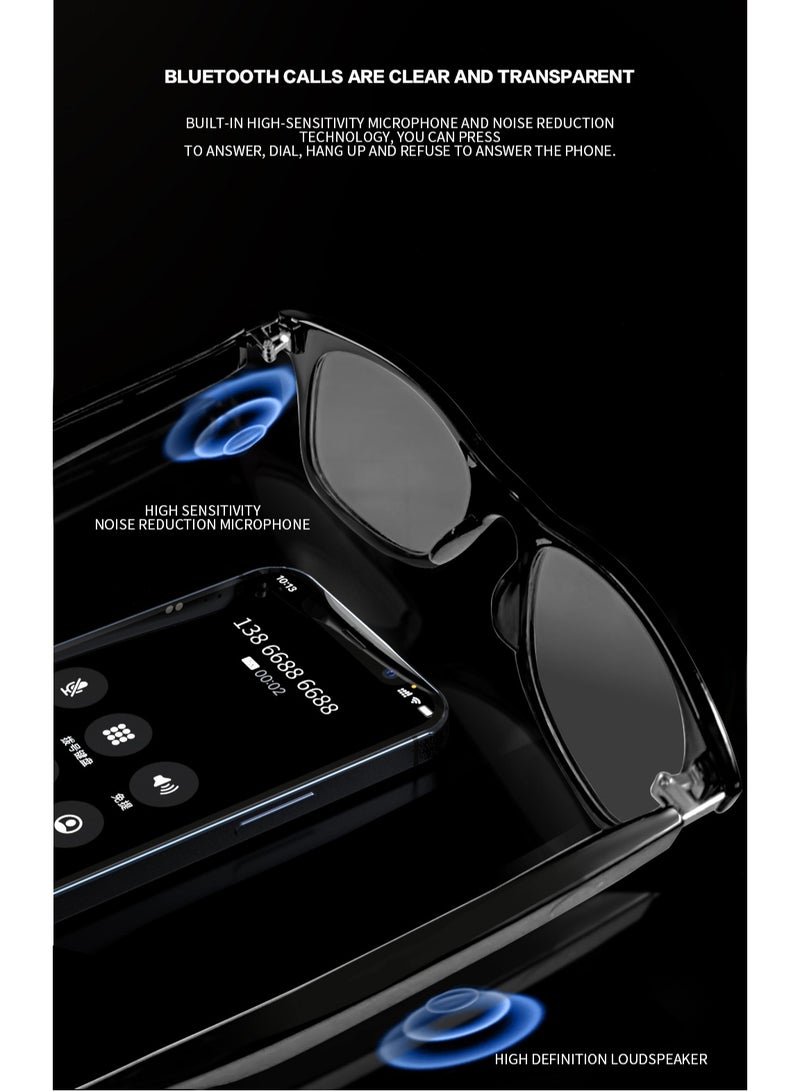 جولف لينك نظارات ذكية MZ08 بلوتوث مكبر صوت لاسلكي سماعة رأس نظارات نظارات ذكية موسيقى نظارات شمسية سوداء - Image 5