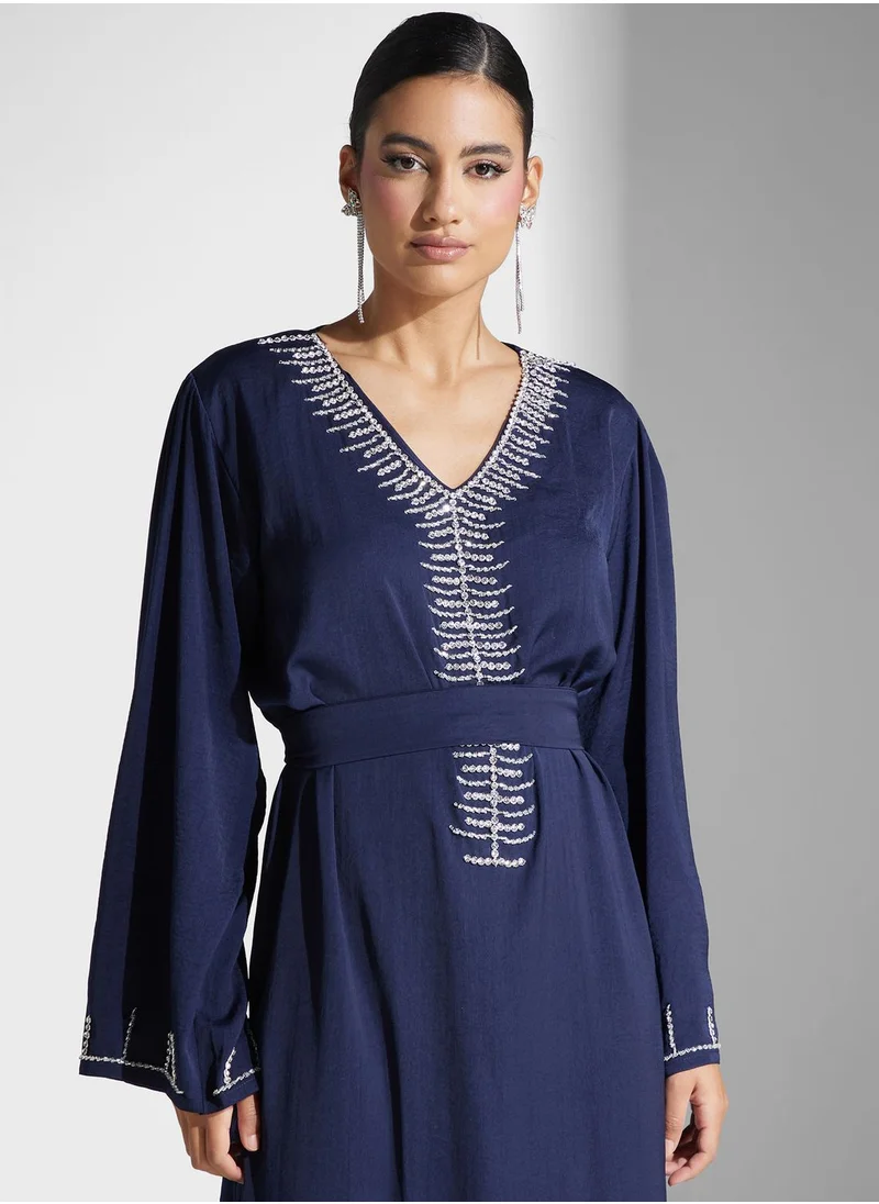 hayas closet Embellished Belted Jalabiya