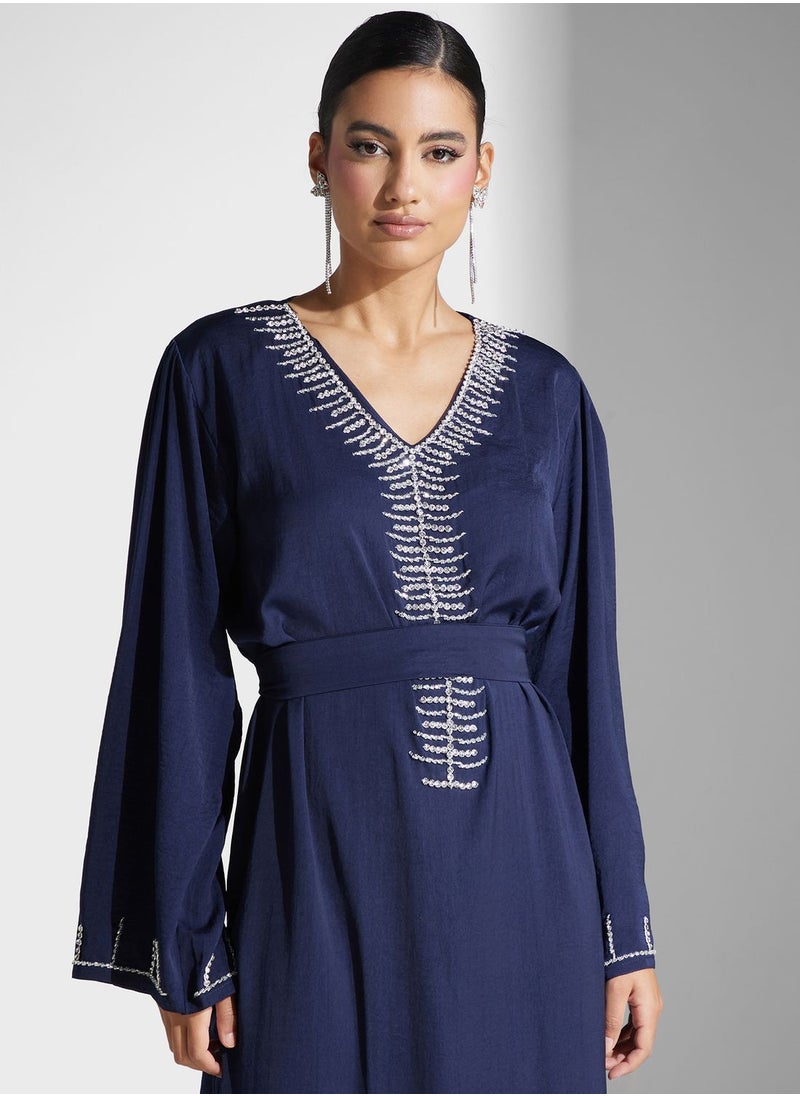 hayas closet Embellished Belted Jalabiya  - Image 3