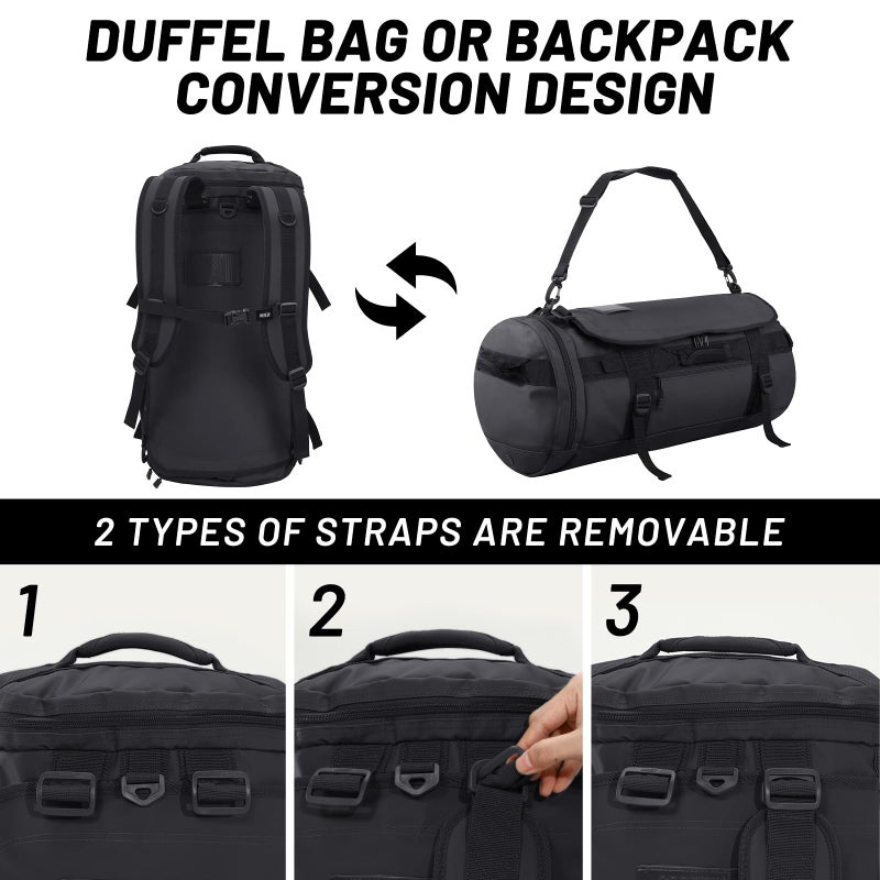 MIER Large Duffel Backpack Sports Gym Bag with Shoe Compartment, Heavy Duty and Water Resistant, Black, 90L - Image 2