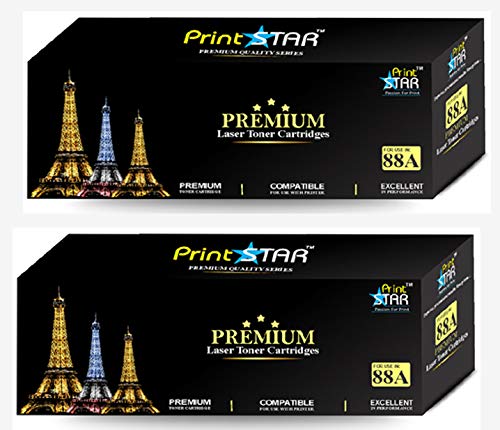 Print Star 88A Black Laser Toner Cartridge Replacement for HP CC388A Compatible with HP Laserjet Printers P1106, P1108, M1136, M1213nf, M1216nfh, P1007, P1008 – Reliable Printing Output (Pack of 2) - Image 1
