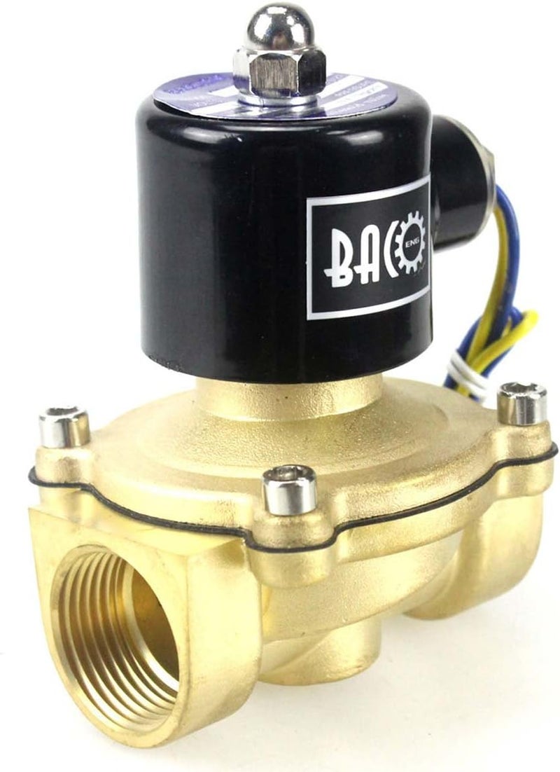 BACOENG 1" DC12V Electric Solenoid Valve (NPT, Brass, Normally Closed) - Image 1