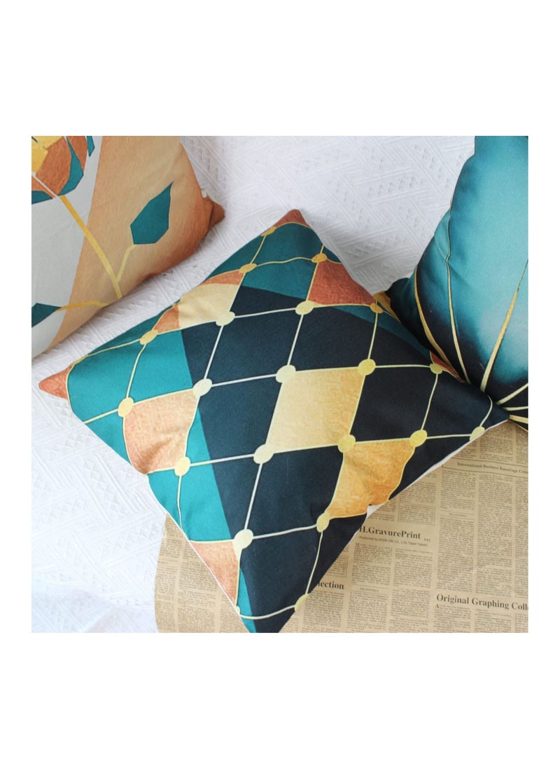 Excefore Decorative Cushion Covers, 4 Pcs 45 x 45 Linen Leaves Throw Pillow Cases Gold Teal Farmhouse Natural Cushion Covers 18x18 Sofa Cushions Modern Living Room Outdoor Garden  - Image 3