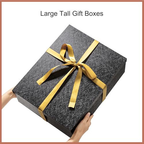 Mefleet 17x13x5 Inches Large Gift Box with Lid for Presents 1 Pack Big Deep Black Gift Boxes for Christmas, Birthday, Valentine's Day,Mother's Day Presents - Contains Crinkle Paper,Ribbon and Card - Image 5