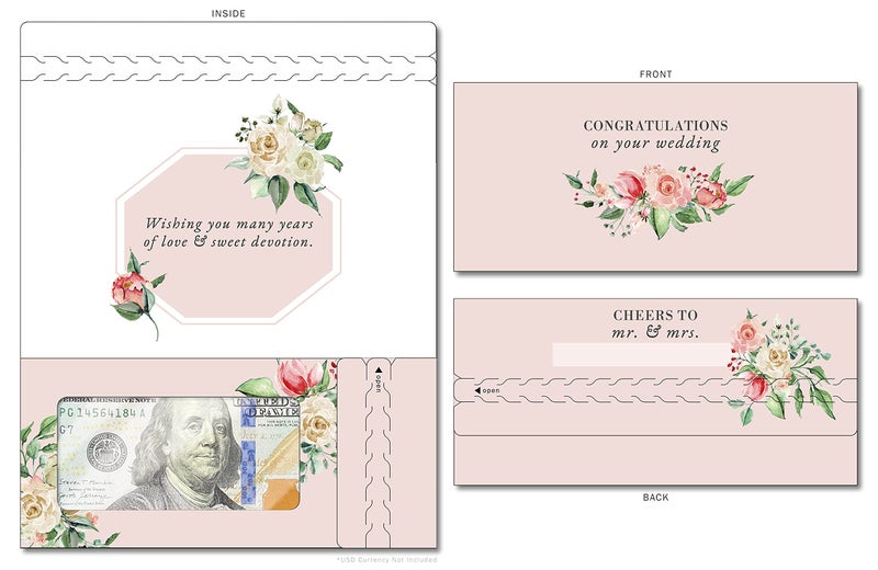 ZipGifts Wedding Card | Zip-Open Money Holder w/Clear Plastic Window for Cash, Check, & Gift Card (Cheers to Mr & Mrs) - Image 2
