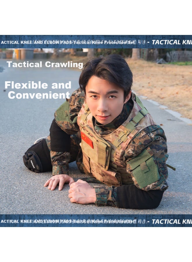 Mdikawe Knee And Elbow Protector Set For Tactical Crawling New Recruits Military Training Before Enlistment Crawling Exercise Soldier Gear Knee Pads Sports - Image 2