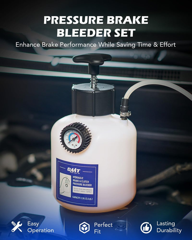 Orion Motor Tech Brake Bleeder Kit, 2.5L Pressure Brake Bleeder Set with 43.5mm Adapter, 2.6qt Brake Fluid Extractor with 500mL Brake Bleeder Bottle Compatible with Jeep Cherokee Wrangler Liberty More - Image 2