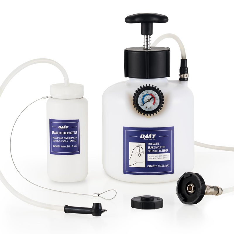Orion Motor Tech Brake Bleeder Kit, 2.5L Pressure Brake Bleeder Set with 43.5mm Adapter, 2.6qt Brake Fluid Extractor with 500mL Brake Bleeder Bottle Compatible with Jeep Cherokee Wrangler Liberty More - Image 1