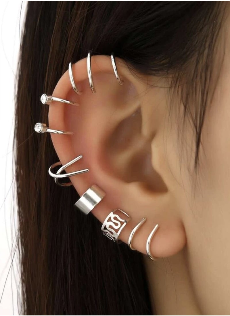 YUCCA Ear Stud Earrings Fake Earring Non Piercing Cartilage Clip Set of 12  - Image 1