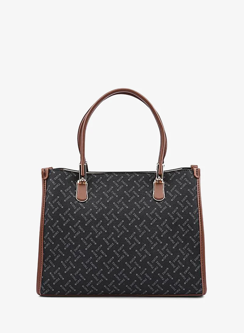 Cuple Black Women’s Patterned Tote Bag with Double Top Handles for Women | Best Price UAE
