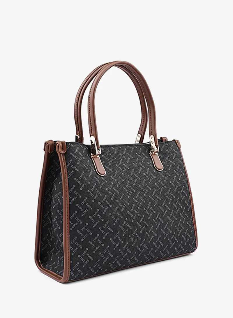 Cuple Black Women’s Patterned Tote Bag with Double Top Handles for Women | Best Price UAE