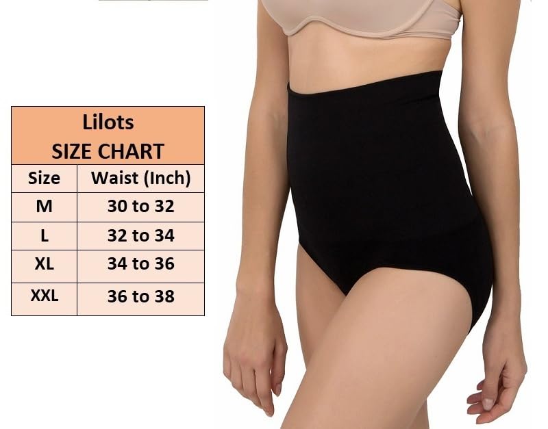 Lilots Women's High Waist Shapewear with Anti Rolling Strip || Tummy Control Tucker Waist Slimming Shapewear Black - Image 2
