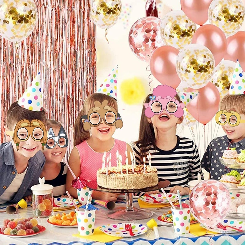 BOBORAT 24PCS Blue Dog Paper Glasses & Puppy Masks - Cute Cartoon Animal Birthday Party Supplies, Photo Booth Props Decoration - Image 4