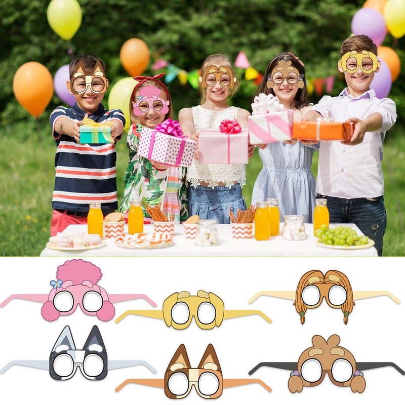 BOBORAT 24PCS Blue Dog Paper Glasses & Puppy Masks - Cute Cartoon Animal Birthday Party Supplies, Photo Booth Props Decoration - Image 3