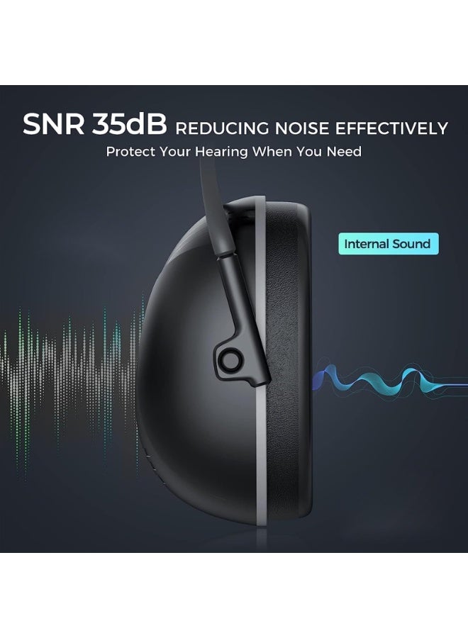 35dB Hearing Protection Ear Muffs for Noise Reduction, Effective Ear Protection, Noise Cancelling Ear Muffs, Ear Protection for Shooting, Mowing, Autism, Sleeping, Earmuffs - Image 2