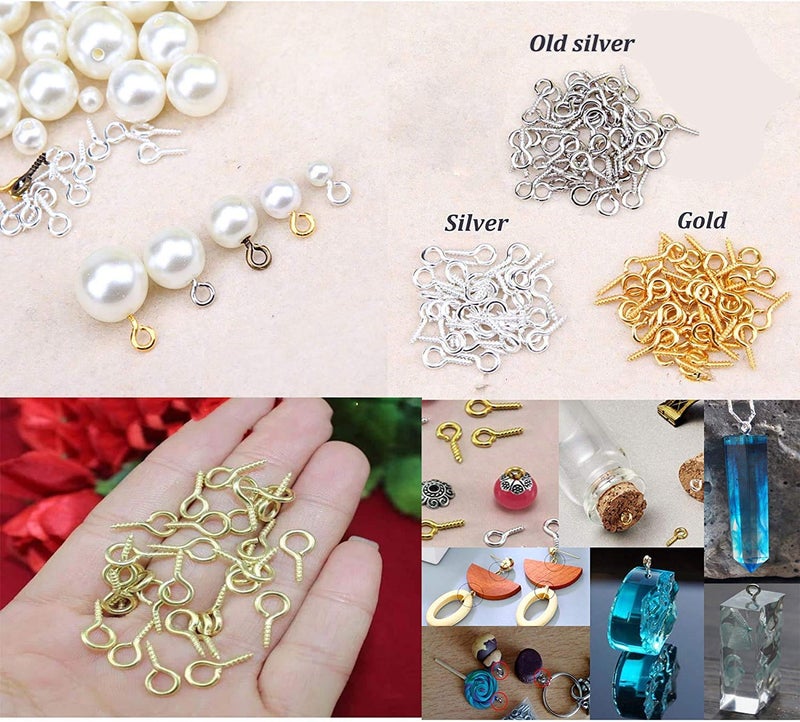 DIY Crafts Pack of 300 Pcs, Mixed Colour Package Include As Title, Mini Screw Eye Pins for Jewelry Making Pearl Beads Screw Threaded(Pack of 300 Pcs, Mixed Colour Package Include As Title) - Image 2