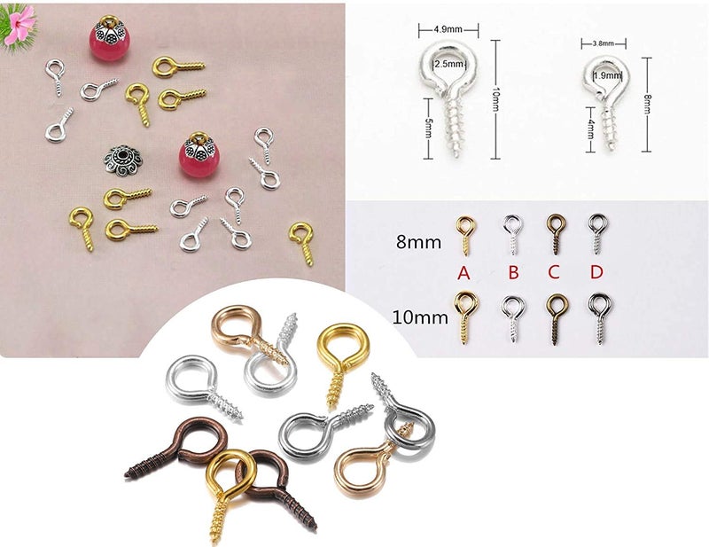 DIY Crafts Pack of 300 Pcs, Mixed Colour Package Include As Title, Mini Screw Eye Pins for Jewelry Making Pearl Beads Screw Threaded(Pack of 300 Pcs, Mixed Colour Package Include As Title) - Image 3