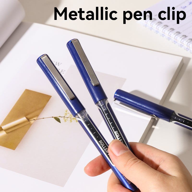 Deli EQ657-BL Roller Pen, Needle Tip 0.5mm, Blue Ink, Blue - Image 3