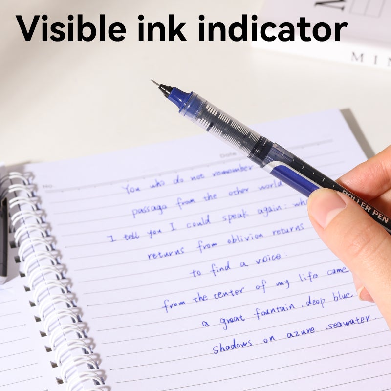 Deli EQ657-BL Roller Pen, Needle Tip 0.5mm, Blue Ink, Blue - Image 4