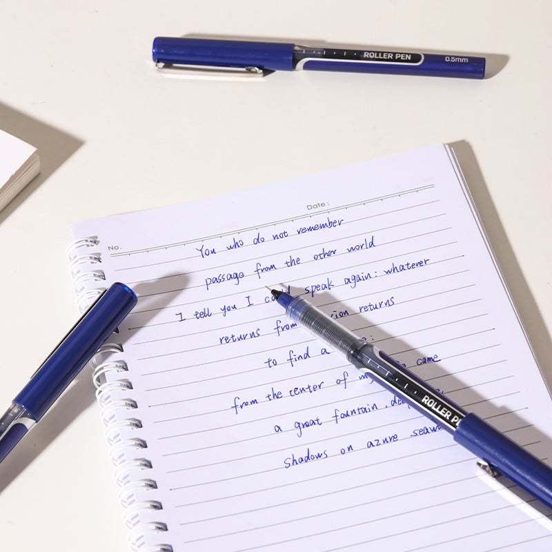 Deli EQ657-BL Roller Pen, Needle Tip 0.5mm, Blue Ink, Blue - Image 5