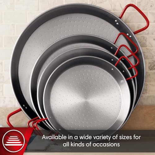 MAGEFESA 18" Carbon Steel Paella Pan – 46 cm - 12 Servings, Durable & Lightweight with Dimpled Surface, Ideal for Outdoor Cooking & Traditional Valencian Paella - Image 2