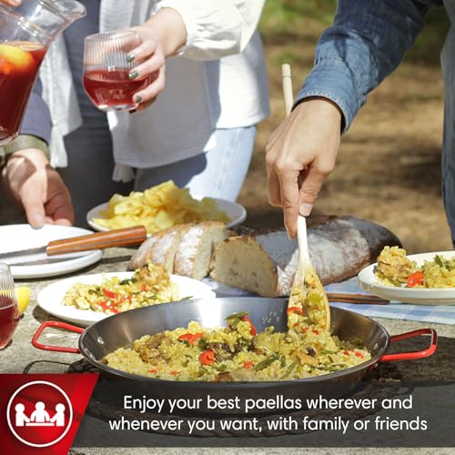 MAGEFESA 18" Carbon Steel Paella Pan – 46 cm - 12 Servings, Durable & Lightweight with Dimpled Surface, Ideal for Outdoor Cooking & Traditional Valencian Paella - Image 3