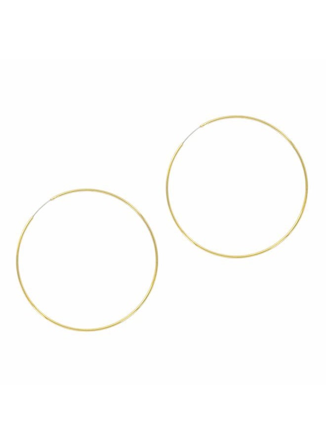 Columbus 14K Gold Plated Thin Endless Hoop Earrings - Lightweight Wire Hoops (Gold, 60) - Image 1