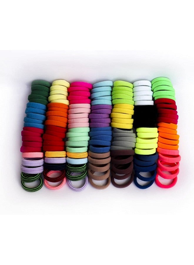 Elina 100 Pcs Multi Colors Hair Ponytail Holder Elastic Cotton Soft Thick Thin Hair Rubber Head Bands for Girls, Kids, Women, Buns, Ties (Pack of 100)(Mix Colors) - Image 1