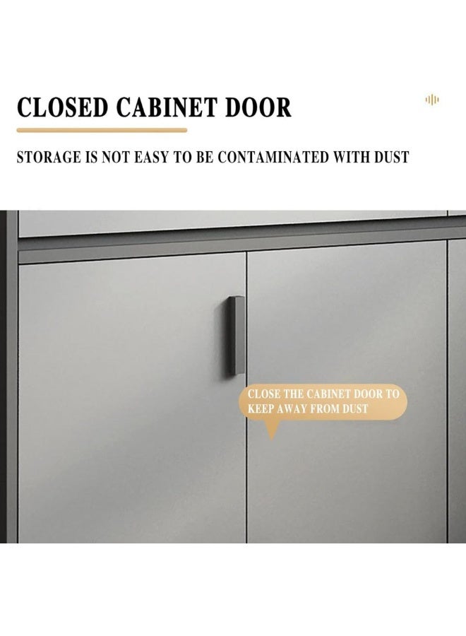 إيونتو خزانة أحذية عصرية بطول ١٢٠ سم مع حاجز حماية للطاولة - لونان رمادي داكن ورمادي فاتح، درجان، ٤ أبواب مفتوحة، وحجرات سفلية مفتوحة - Image 5