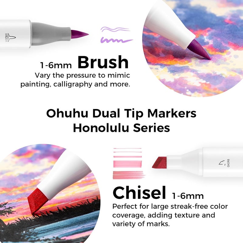 Ohuhu Honolulu Alcohol Markers - 104-Color Double Tipped Art Marker Set - Image 2
