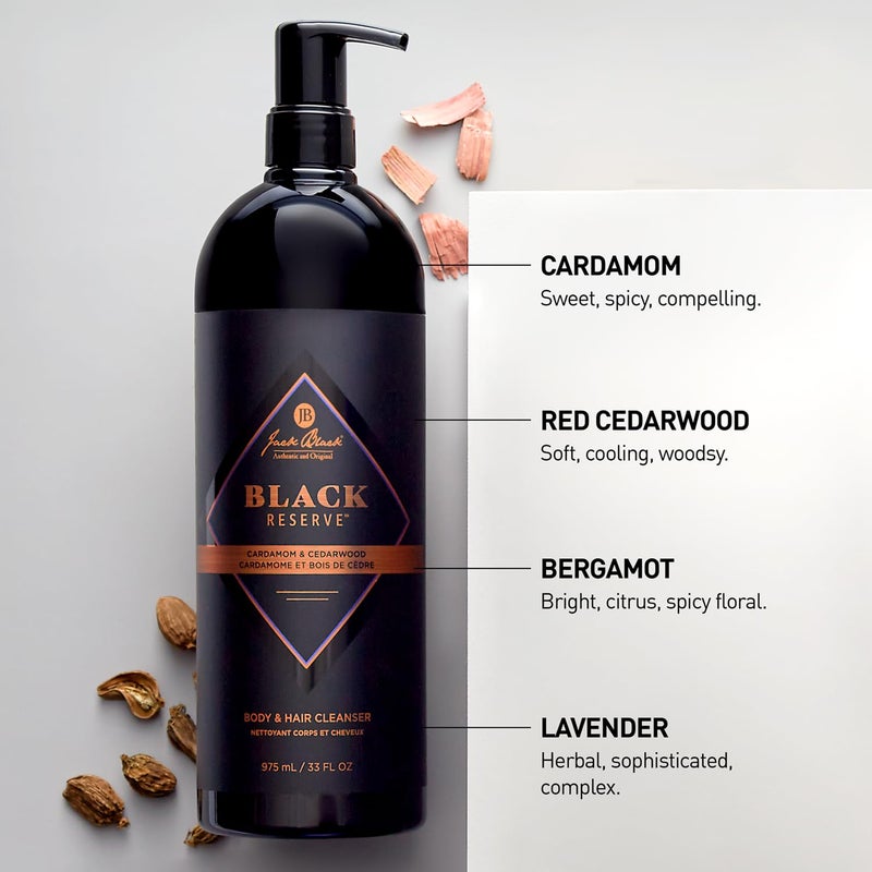 Jack Black - Black Reserve Body & Hair Cleanser, 10 Fl Oz â€“ Cardamom & Cedarwood - Menâ€™s Body Wash, Shampoo Haircare, Dual-Purpose Menâ€™s Cleanser, Sulfate-Free - Image 3