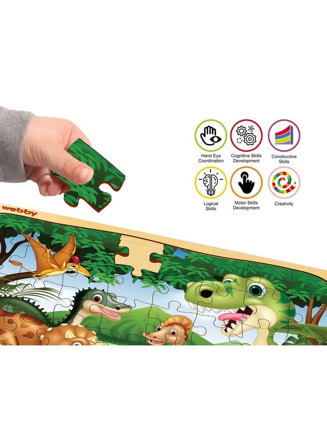 Webby Dinosaurs in Jungle Wooden Jigsaw Puzzle for Boys & Girls, 40 Pieces Toy - Image 3
