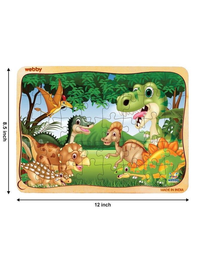 Webby Dinosaurs in Jungle Wooden Jigsaw Puzzle for Boys & Girls, 40 Pieces Toy - Image 2