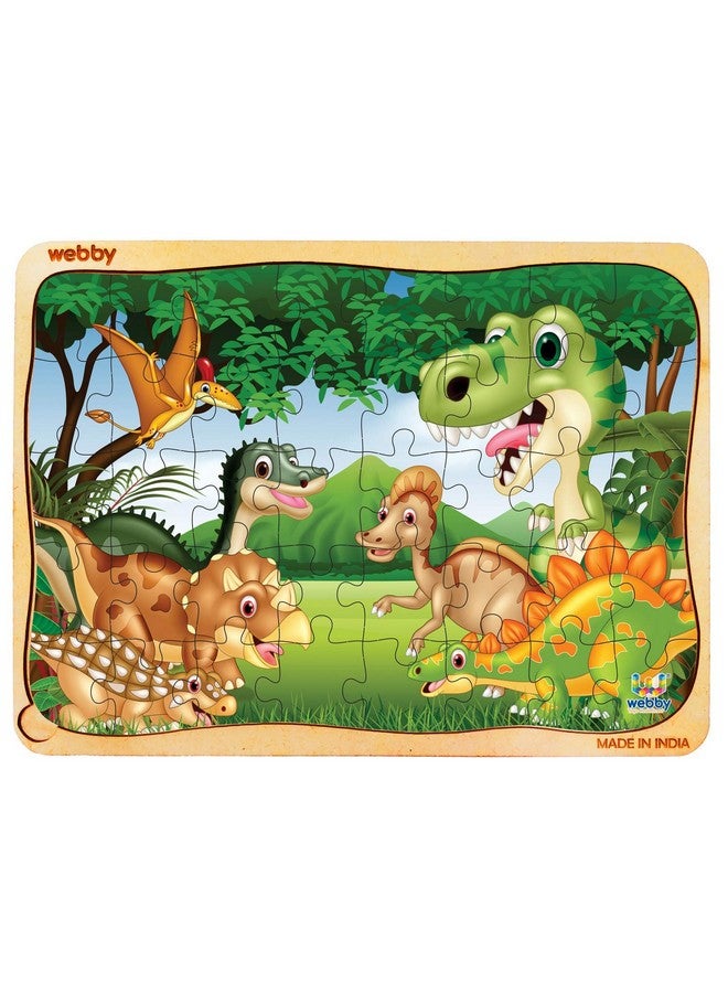 Webby Dinosaurs in Jungle Wooden Jigsaw Puzzle for Boys & Girls, 40 Pieces Toy - Image 1