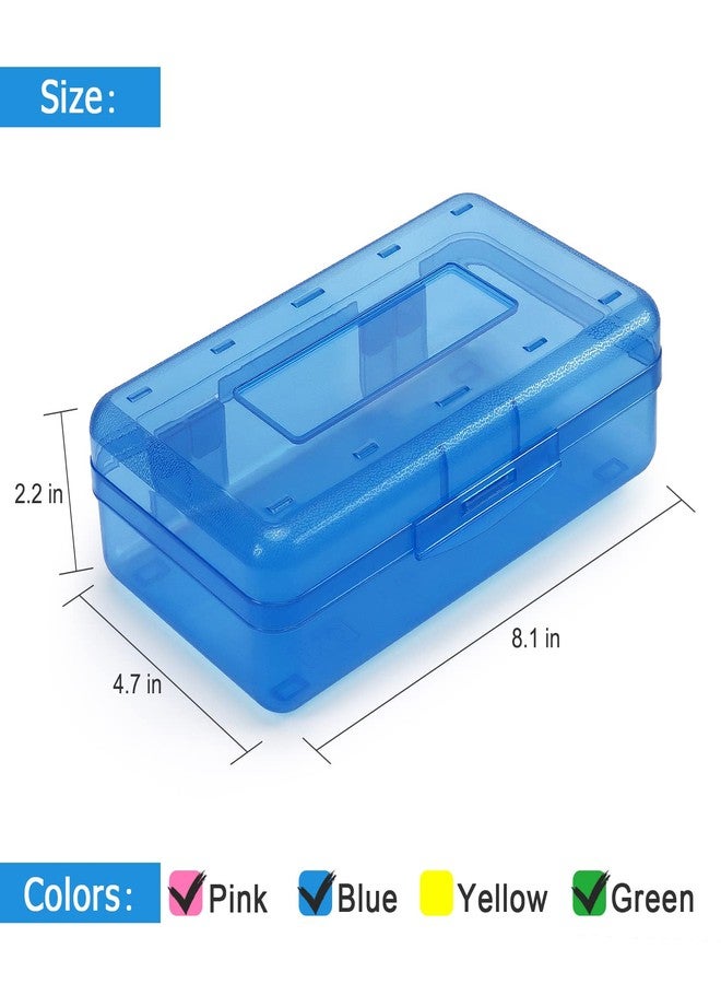 Tamaki 3 Pack Plastic Pencil Box Large Capacity Pencil Boxes Clear Boxes with Snap-tight Lid Stackable Design and Stylish Office Supplies Storage Organizer Box, Blue, Green, Pink - Image 2