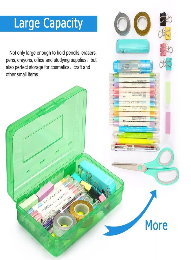 Tamaki 3 Pack Plastic Pencil Box Large Capacity Pencil Boxes Clear Boxes with Snap-tight Lid Stackable Design and Stylish Office Supplies Storage Organizer Box, Blue, Green, Pink - Image 3