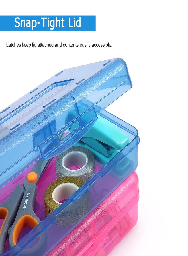 Tamaki 3 Pack Plastic Pencil Box Large Capacity Pencil Boxes Clear Boxes with Snap-tight Lid Stackable Design and Stylish Office Supplies Storage Organizer Box, Blue, Green, Pink - Image 5