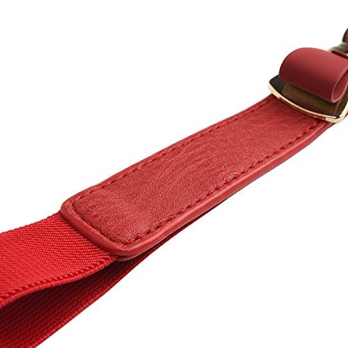 Syuer Women's 1" Width Bow Skinny Elastic Waist Belt - Stretchy Thin Belt (S-M (26"-32"), Red) - Image 5