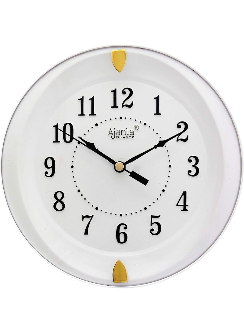 أجانتا ساعة الجدار البلاستيكية التناظرية من Ajanta Step Movement – تصميم دائري مدمج 7 إنش – قرص أبيض – ساعة جدارية كوارتز كلاسيكية للمنزل، المكتب، المطبخ وغرفة النوم (موديل 1267-أبيض) - Image 1