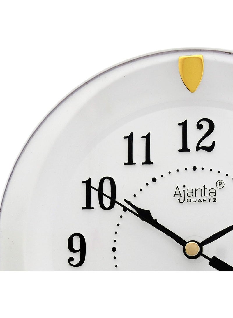 أجانتا ساعة الجدار البلاستيكية التناظرية من Ajanta Step Movement – تصميم دائري مدمج 7 إنش – قرص أبيض – ساعة جدارية كوارتز كلاسيكية للمنزل، المكتب، المطبخ وغرفة النوم (موديل 1267-أبيض) - Image 4
