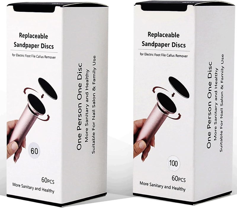 I·B·N G 120 قطعة أقراص ورق صنفرة قابلة للاستبدال لملف القدم الكهربائي مزيل الجلد الميت 60 قطعة خشنة 60 حبيبة 60 قطعة ناعمة 100 حبيبة