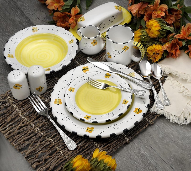 Liberty Tabletop Honey Bee 45pc Flatware Set Service For 8 Serving Set Included Silverware MADE IN USA 1810 - Image 4